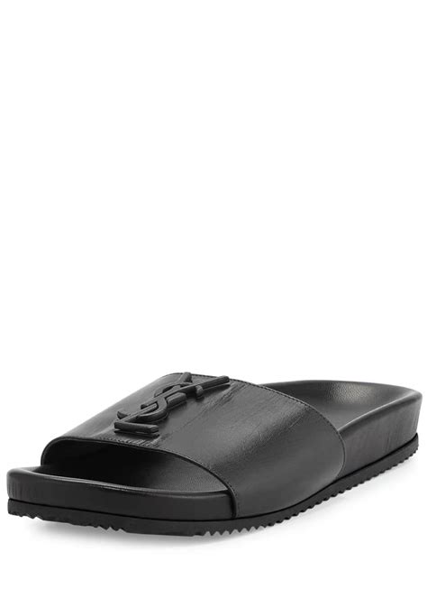 Saint Laurent Joan YSL Brooch Sport Slide Sandal, 